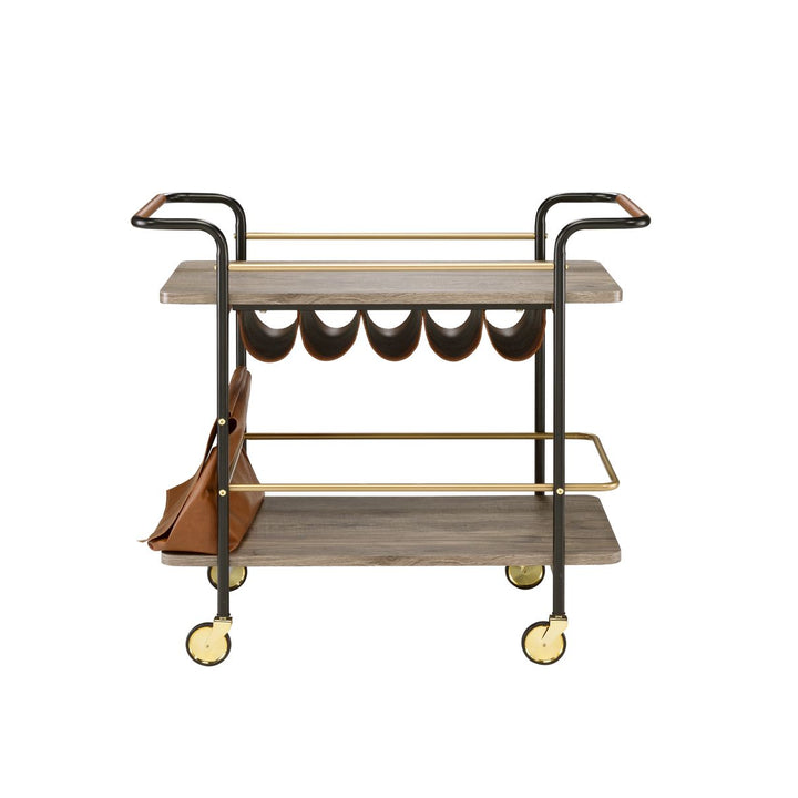 Naude Serving Cart, Natural, Gold & Black Finish 98417
